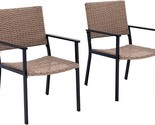 Set Of 2 Outdoor Dining Chairs For Outside Patio Tables, Metal Frame, Na... - £231.96 GBP