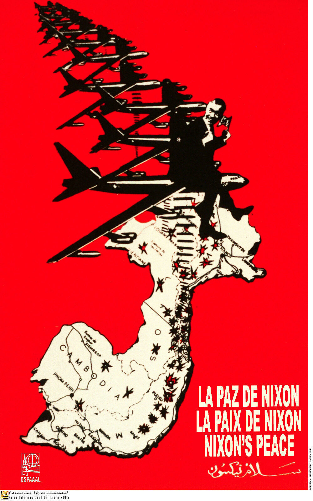 Political OSPAAAL POSTER.NIXON's Cold War Cambodia.Revolution Art History.as18