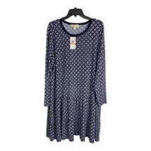 Michael Kors Womens Dress Adult Size 3X Blue White Long Sleeve NEW - £40.37 GBP