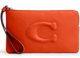 New Coach CR392 Large Corner zip wristlet Dark Orange - $69.66