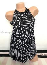 Victoria&#39;s Secret Pink Black White Logo Super Soft High Neck Tank Top - ... - £27.40 GBP