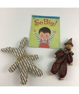 Vintage Baby Toys Baby&#39;s First Book Wooden Clown Doll Handmade Cloth Bunny - $37.84 CAD