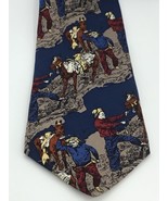 BRASS STIRRUP Mens Gold Miner Horse Navy Blue Brown Red Silk Neck Tie Ha... - $151.04 MXN