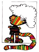 1989 Colorful animated person with tale quality drawing 18x24 Poster.Decorative  - £22.05 GBP
