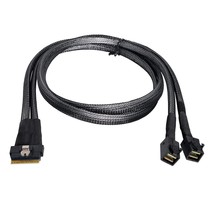 Pci-E Ultraport Slimline Sas Slim 4.0 Sff-8654 8I 74Pin To Dual Sff-8643 4I Mini - £44.84 GBP