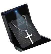 Silver Cross Necklace for Men Son Boys 24 Inch Silver Steel - $80.48 CAD