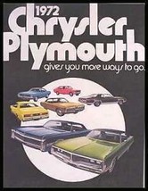1972 Chrysler Plymouth Color Sales Brochure Road Runner - £10.90 GBP