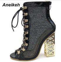 New Summer Sandal Sexy Golden Bling Gladiator Sandals Women Pumps Shoes Lace-Up  - £42.42 GBP