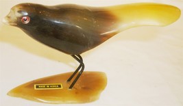 BEAUTIFUL HORN CARVING FIGURINE BIRD 66 - $4.00