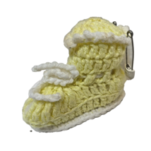 Rare Vintage Handmade Crocheted Baby Bootie Diaper Pin Holder 4 Antique Pins - £19.03 GBP