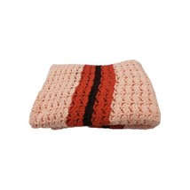 Granny Knit Handmade Crochet Afghan Blanket Throw Orange Chevron - £31.61 GBP