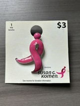 Silver Toned Enameled Lapel Pin Susan G Komen Breast Cancer Awareness - £9.58 GBP