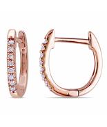 SwaraEcom 0.15 Ct.t.w Round Diamond Cz Huggie Hoop Earrings in Solid 14K... - £62.94 GBP