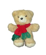 Vintage Kids of America Teddy Bear Plush 12&quot; Christmas Fleece Scarf Stuf... - £9.29 GBP
