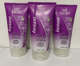 Lot of 3 Salon Selectives Instant Repair Leave-In Conditioner 4.0oz Discontinued - £18.41 GBP