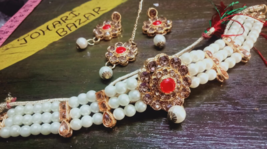 Indian Joharibazar GoldPlated Kundan Mirror Necklace Ethnic Earring Jewelry SetB - £13.81 GBP