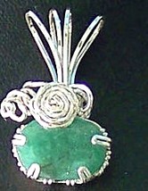 Wp70 .925 argentium sterling silver wire wrap faceted emerald pendant - £85.51 GBP