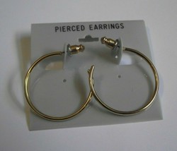 Vintage nos new old stock 70&#39;s gold tone plain smooth hoop earrings 1mmx... - £3.96 GBP