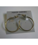Vintage nos new old stock 70&#39;s gold tone plain smooth hoop earrings 1mmx... - £3.93 GBP