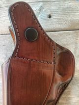 Fits Smith&Wesson Mod. 686 4”BBL Handmade Leather Belt Holster With Thumb Break image 6