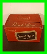 Vintage 1960&#39;s Carling Black Label Beer ~ Plastic Coated Cardboard Beer Box Rare - £42.83 GBP