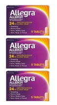 3 Pack Allegra Allergy Non-Drowsy 24Hr Relief 180mg Antihistamine Exp:01... - $12.85