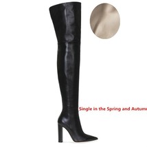 European and American thick heels fashion boots pointed toe side zipper high tub - £79.74 GBP