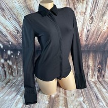 Cabi Women Size Small Black Nylon Full Zip Collared Long Sleeve Top Blouse Shirt - £22.69 GBP