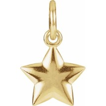 Genuine 14K Yellow Gold 5/8&quot; Puffed Star Womens Bracelet Charm - $231.00