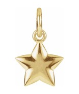Genuine 14K Yellow Gold 5/8&quot; Puffed Star Womens Bracelet Charm - $257.00