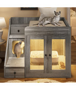 Cat Litter Box Enclosure With Light, Hidden Litter Box Furniture With 2 ... - $2,758.80 MXN