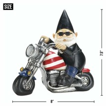 NEW Harley Davidson Lovers Gift Biker Garden Gnome Solar Statue Light Patriotic - £30.21 GBP