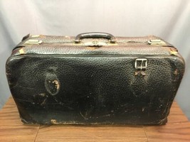 Antique Leather Luggage Bag Large Doctors Case Made In USA - £195.91 GBP