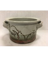 Vintage Hand Thrown Artist Mark Stoneware Planter Pot Red Gray Heavy 4.5... - £33.62 GBP