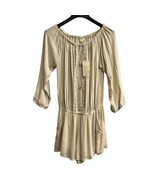 Surf Gypsy Romper Womens L Ivory Gauzy Off Shoulder Crochet Detail Boho ... - $63.84 CAD