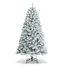 6Ft Snow Flocked Hinged Artificial Christmas Tree Unlit Metal - $1,458.98 MXN