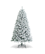 6Ft Snow Flocked Hinged Artificial Christmas Tree Unlit Metal - $1,458.98 MXN