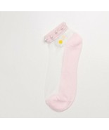 Handcrafted ~ Pink ~ Embellished w/Pearls ~ Embroidered Daisy ~ Ankle Socks - $282.30 MXN