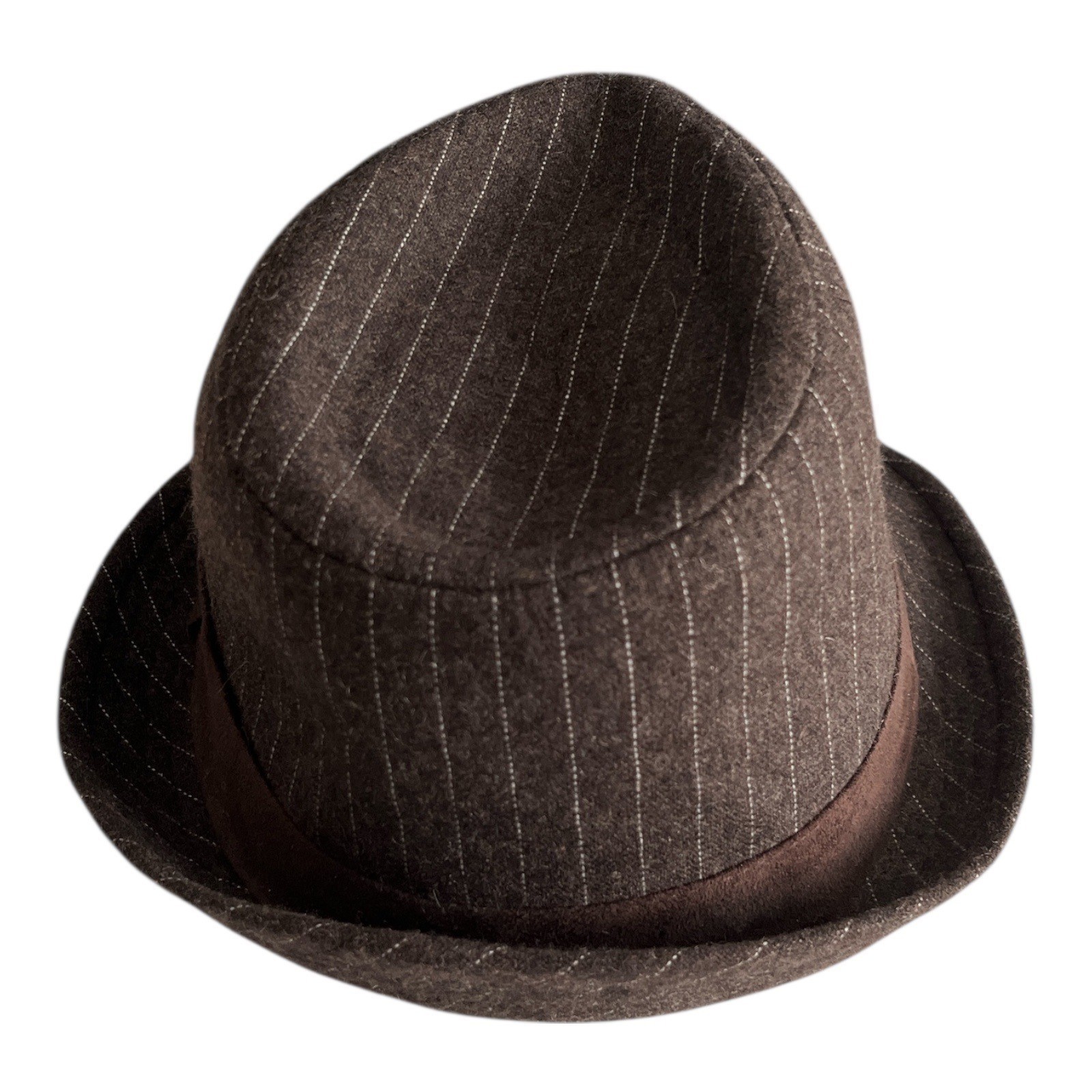 Granule by Concept 1 Brown Pinstripe Fedora Hat – Wool Blend Classic Style Y2K Item image 9