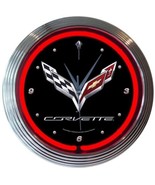 Corvette C7 Garage Neon Clock 15&quot;x15&quot; - £67.64 GBP