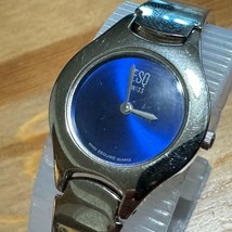 ESQ Movado Swiss Analog Quartz Watch 100711 Women Silver Blue ~ For Part... - $23.74