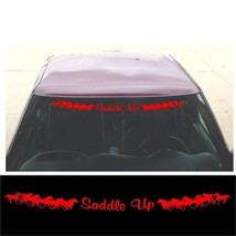 Windshield Decal SADDLE UP running horse for truck, 4x4 SUV trailer RED - £12.76 GBP