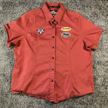 Vintage Harley Davidson Shop Shirt Womens 2W Red Garage Short Sleeve Pat... - $78.09