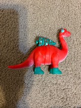 Rare ANKYO Red Dinosaur Plastic Toy Figure 5&quot; Christmas Earmuff With Tree - £18.27 GBP