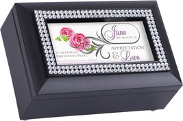 June Month Pearl Birthstone Appreciation And Love Black Musical Trinket Box - £23.28 GBP