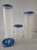 Tupperware Set Modular Cylinder Containers Blue Seals  4.75C, 15 fl oz, ... - $14.36