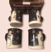 Certified International TWILIGHT SNOWMAN 16oz Mug Set 4Pc Blue Mary Baxter - £31.44 GBP