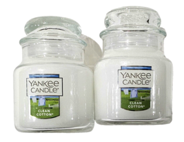 2 Pack Yankee Candle Mini Jars Clean Cotton 3.7oz White Décor - £23.97 GBP
