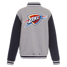 NBA Oklahoma City Thunder Reversible Full Snap Fleece Jacket Embroidered Logos  - £104.23 GBP