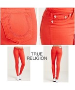 True Religion Leggings Skinny Jeans Swarovski Crystals Red/Orange Size 28 - $39.99